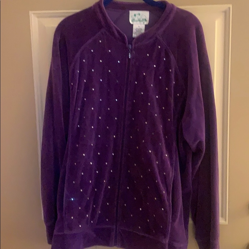 QF Velour sequin jacket and pant set